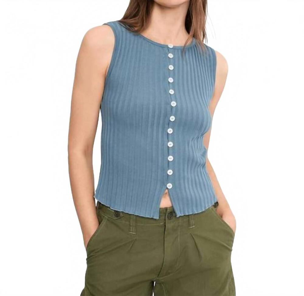 NEW FREE PEOPLE tilly button front vest in ocean view